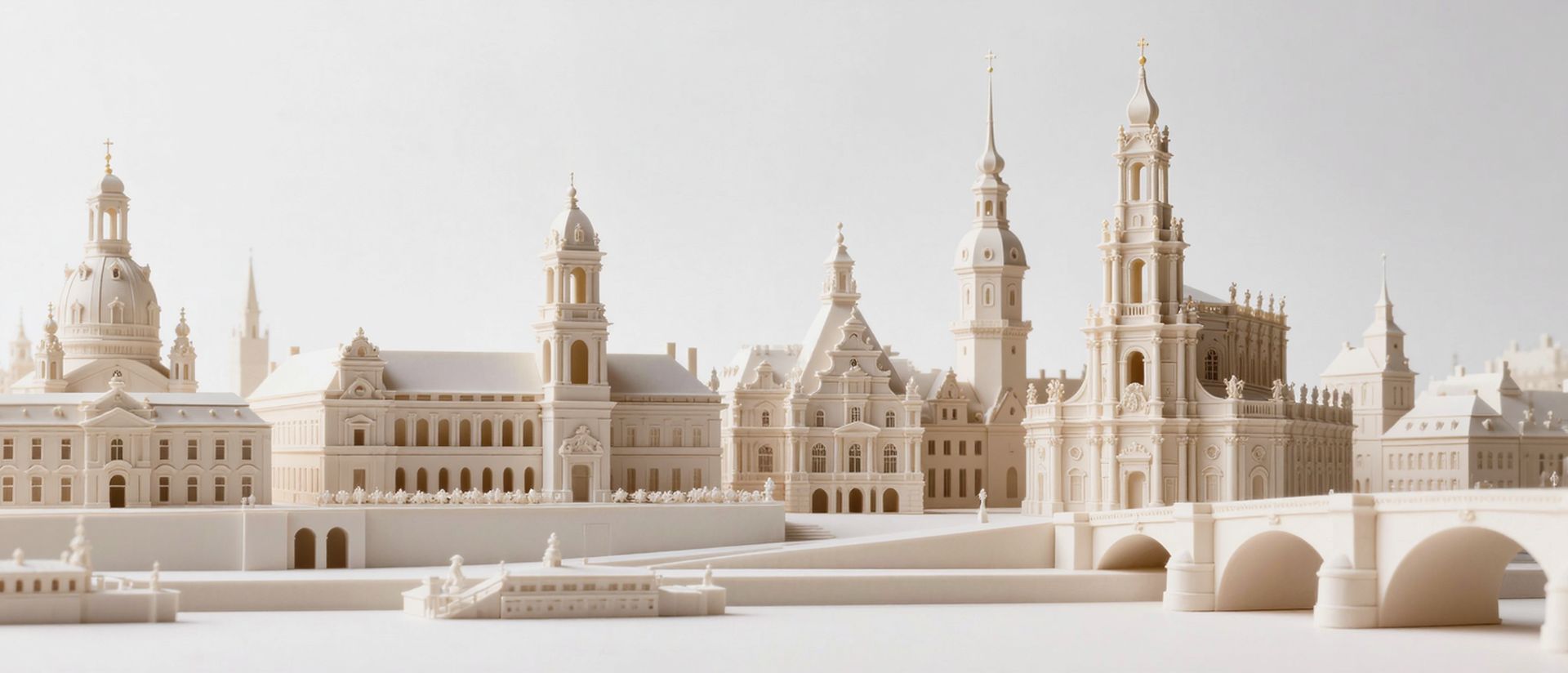 Geförderte Weiterbildung in Dresden — Skyline von Dresden als Architekturmodell