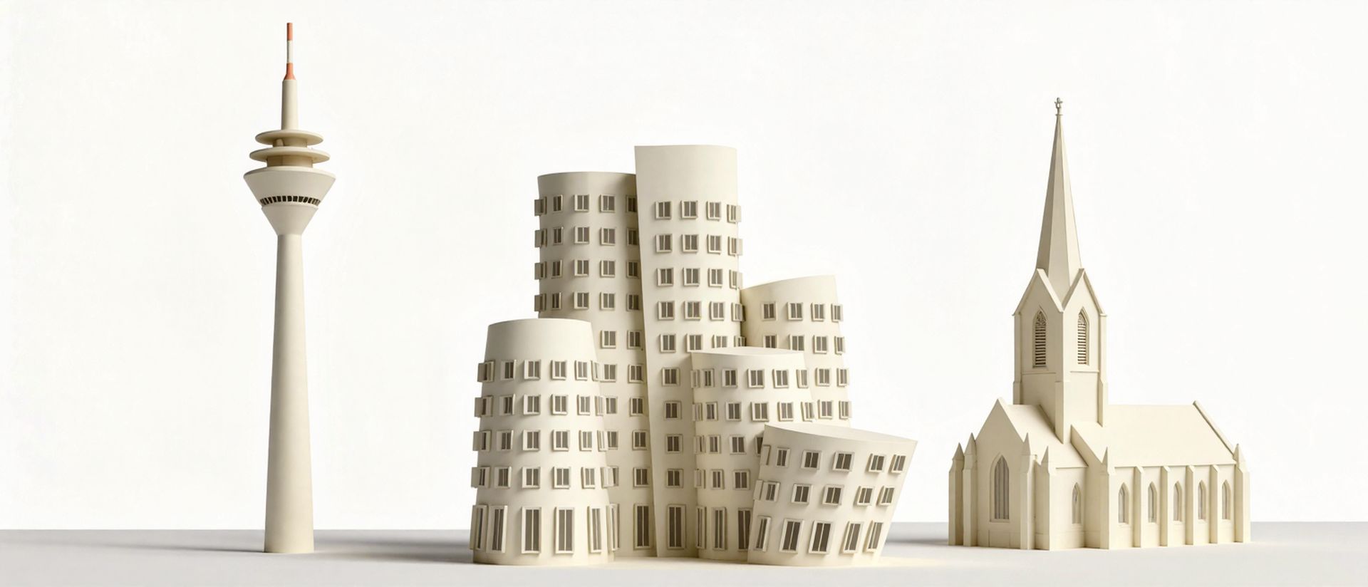 Geförderte Weiterbildung in Düsseldorf — Wahrzeichen von Düsseldorf als Architekturmodell
