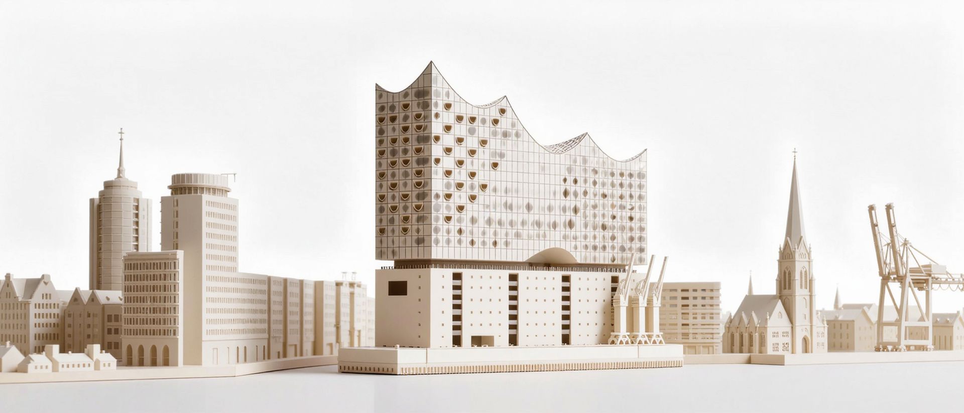 Geförderte Weiterbildung in Hamburg — Skyline von Hamburg als Architekturmodell